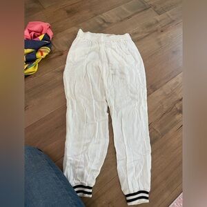 Loyd Ford White Cotton Joggers w/ Blue and White trim